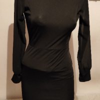 Елегантна черна къса рокля с гол гръб р-р S, снимка 4 - Рокли - 39226602