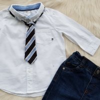 Детски официален комплект 6-9 месеца дънки риза и вратовръзка, снимка 3 - Комплекти за бебе - 40774830