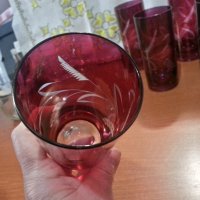 Ретро стъклени чаши цветно стъкло , снимка 4 - Антикварни и старинни предмети - 44343962