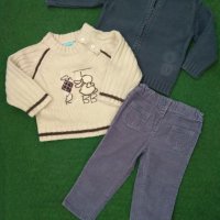 Детски пуловер, карирана рокля, жилетка и джинси за 1г., снимка 2 - Комплекти за бебе - 30459310