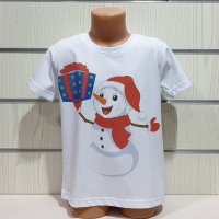 Нова детска коледна тениска със Снежко, снежен човек от 2 години до 15 години, снимка 6 - Детски тениски и потници - 31054886