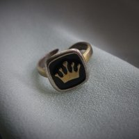 Стар сребърен пръстен "Корона на кралица", злато,позлата, снимка 4 - Пръстени - 39240415