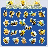 50 бр Пчели Пчелички Пчела самозалепващи лепенки стикери за украса декор ръчна изработка, снимка 3 - Други - 42359471