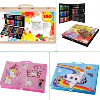 Комплект за Рисуване оцветяване в дървен куфар komplekt za risuvane, снимка 2 - Рисуване и оцветяване - 39061059