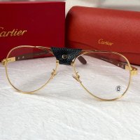 Cartier 2023 прозрачни мъжки слънчеви очила с кожа и дървени дръжки, снимка 9 - Слънчеви и диоптрични очила - 42813053