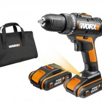 Акумулаторен Винтоверт Бормашина WORX 20V 2 батерии Зарядно Чанта, снимка 1 - Винтоверти - 30158835