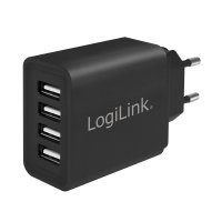 Адаптер USB Charger 4x, 4.8A, black, Logilink SS300958, снимка 1 - Друга електроника - 39152867
