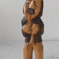 Мъж, музикант дърворезба, 22 см, дървена фигура, снимка 5 - Статуетки - 42322271