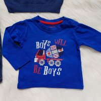 Дънки Next блуза и пуловер 6-9 месеца, снимка 3 - Комплекти за бебе - 29683327