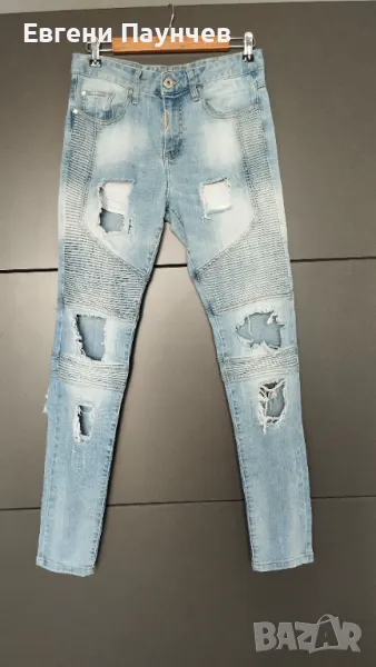 Represent мъжки skinny накъсани дънки размер 30сини , снимка 1