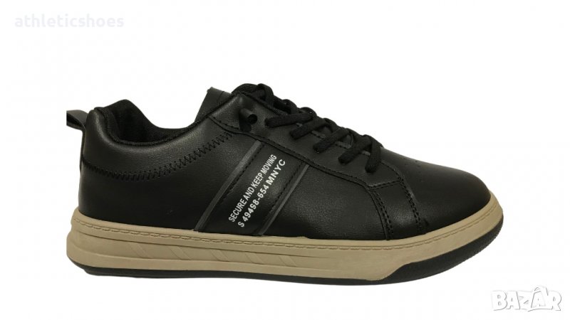 Мъжки кожени гуменки в черно-2202, снимка 1