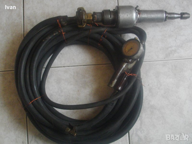 MICHELIN-MADE IN FRANCE-ф8мм-Пневматичен Профи Прав Шлайф/8м. Маркуч/Манометър, снимка 1