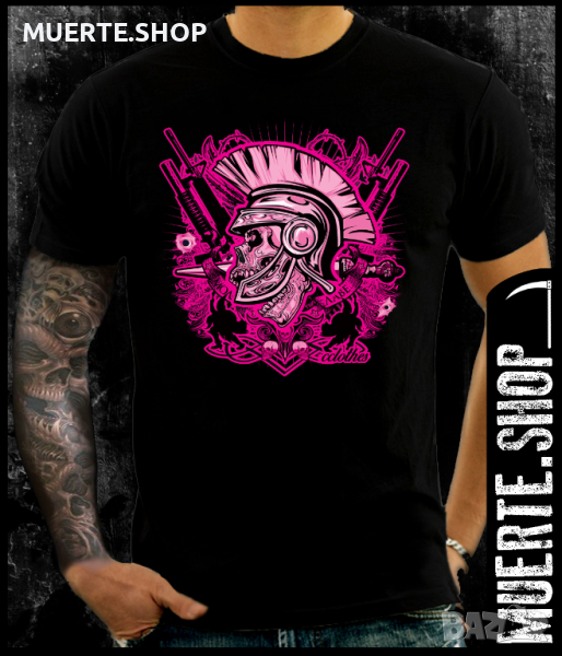 Черна тениска с щампа SKULL CENTURION, снимка 1
