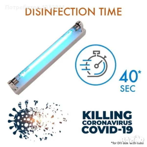 Противомикробна UV стерилизираща лампа за гардероб, снимка 1