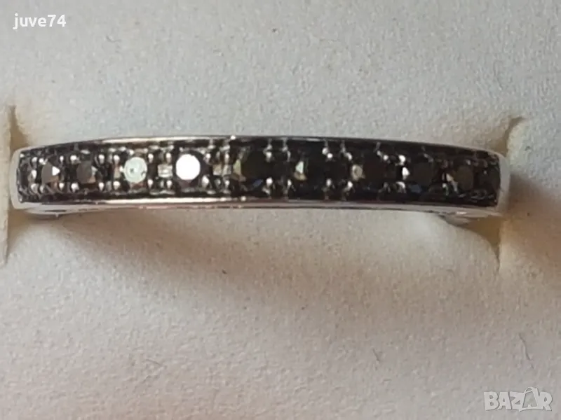 СРЕБЪРЕН ПРЪСТЕН С ЧЕРНИ ДИАМАНТИ (АФРИКА), снимка 1