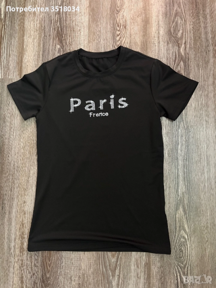 Дамска черна тениска, снимка 1