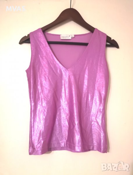 Нов - 50% блестящ парти топ H&M S-M размер розов, снимка 1