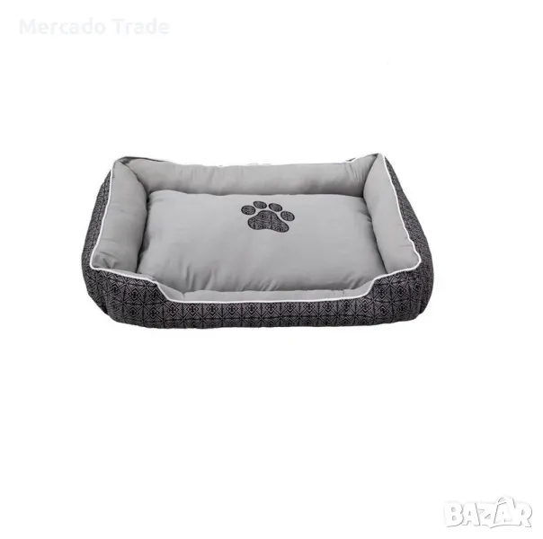 Легло за домашни любимци Mercado Trade, Правоъгълно, Сиво каре, снимка 1