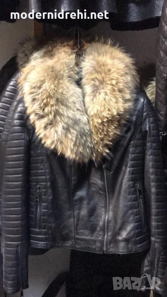 Дамско кожено яке с лисица код 31, снимка 1