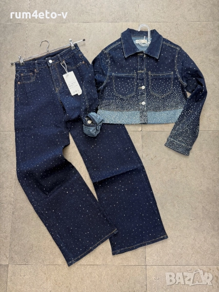 Прав модел дънки с камъни, снимка 1