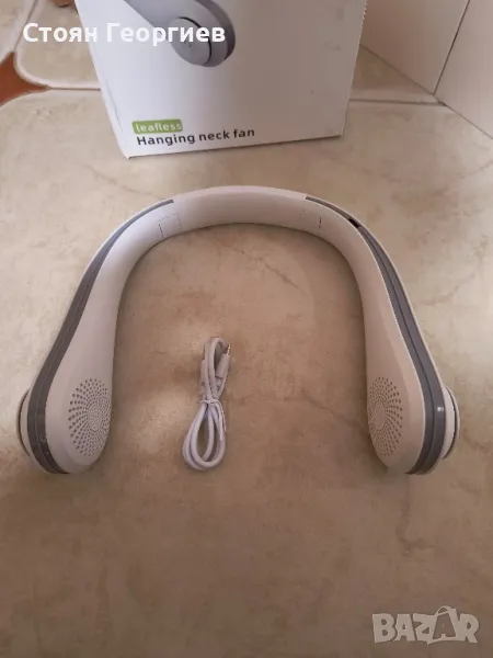 Преносим вентилатор за врата, GOGOU, Бял, 3 степени на скорост, Type-c 2.0, батерии 3600 mA
, снимка 1