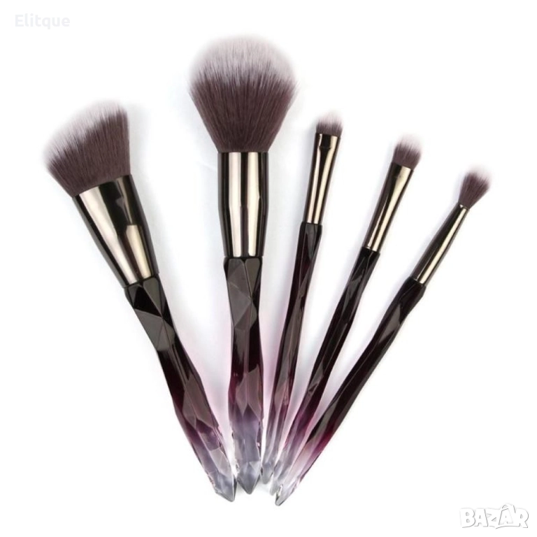 Сет от 5 броя четки за грим с диамантени дръжки HZS52, снимка 1