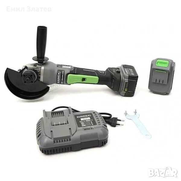 Акумулаторен безчетков ъглошлайф 36V 5Ah HAWEK, снимка 1