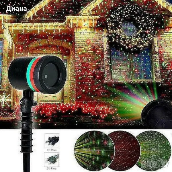 Водоустойчив цветен лазер с регулируем ъгъл на прожекция - екологичен и енергоспестяващ за външна и , снимка 1