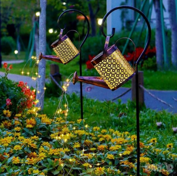 Декоративна соларна лампа със светлинни спринклери – ефект „водопад“, 60 LED, топла бяла светлина, снимка 1