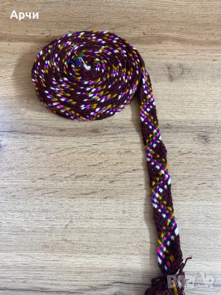 Ръчно плетен вълнен Автентичен колан /възли, снимка 1