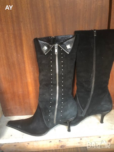 Дамски ботуши естествен велур и естествена кожа, снимка 1