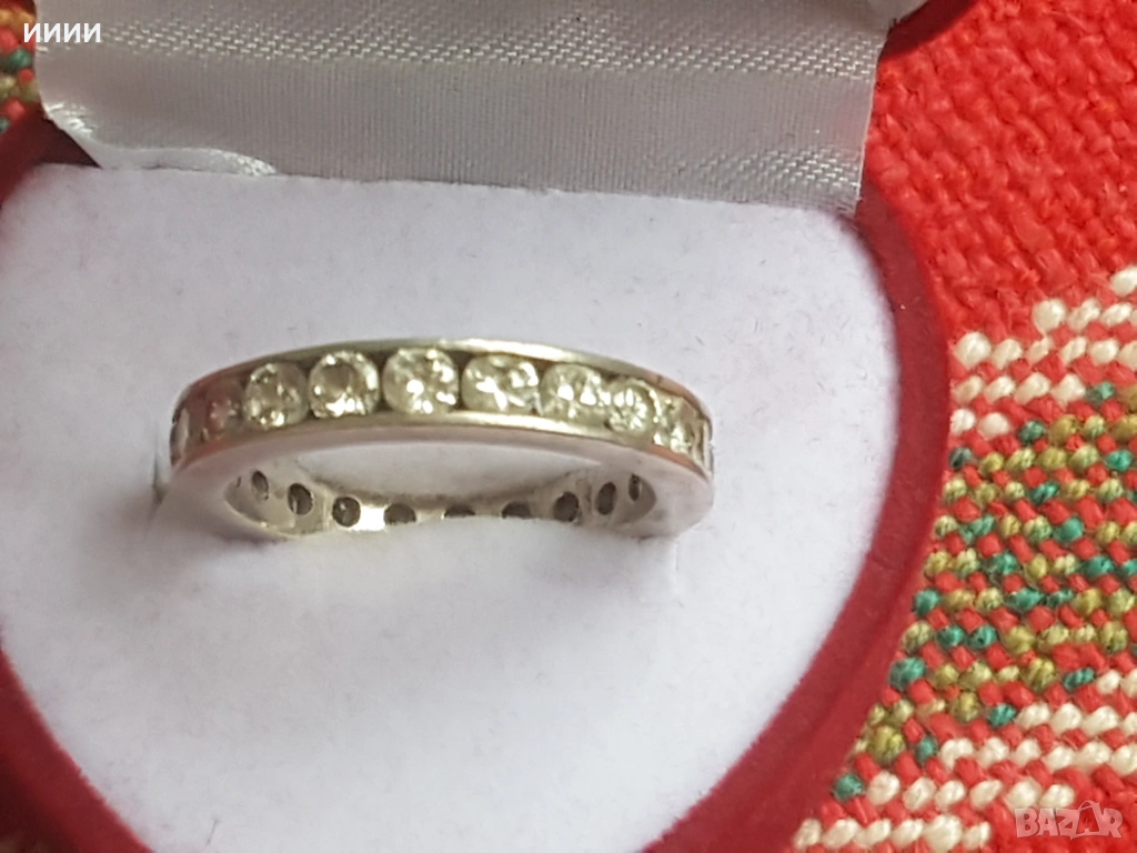 Сребърен пръстен халка с камъни , снимка 1