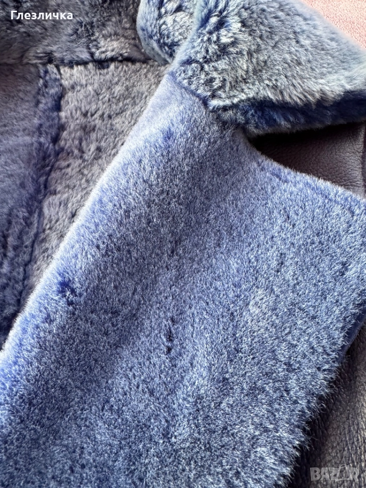 Топло яке естествена агнешка кога и богата яка от лисица , снимка 1