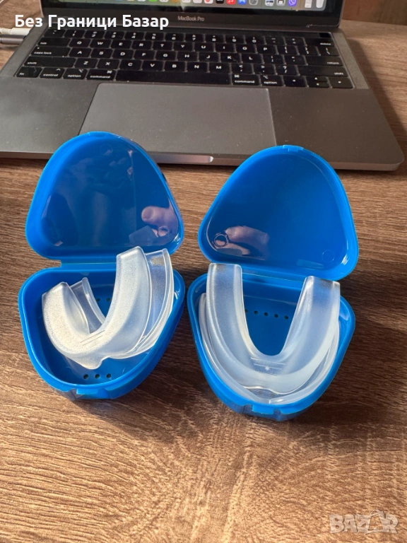 Нови 2 броя Дентални шини за зъби меки силиконови с калъф, снимка 1