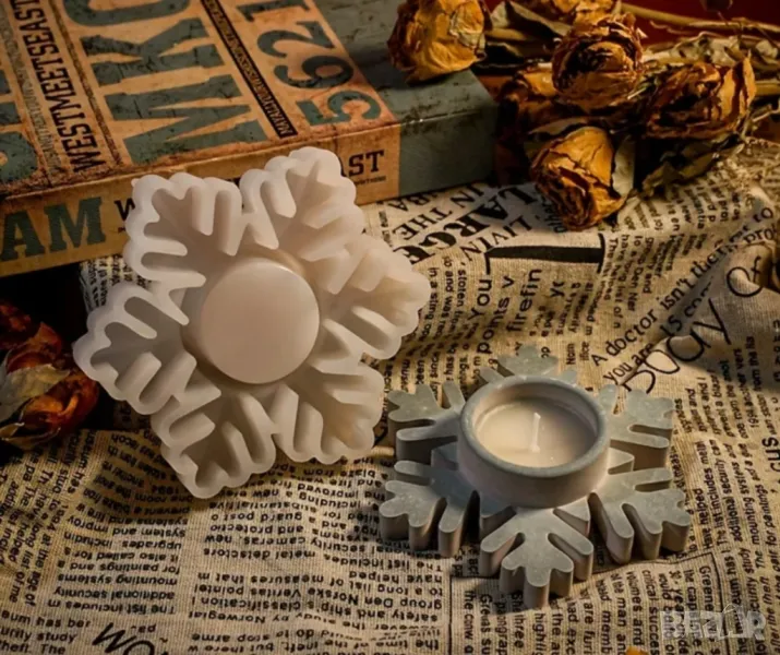 Молд поставка за свещи снежинки, снимка 1