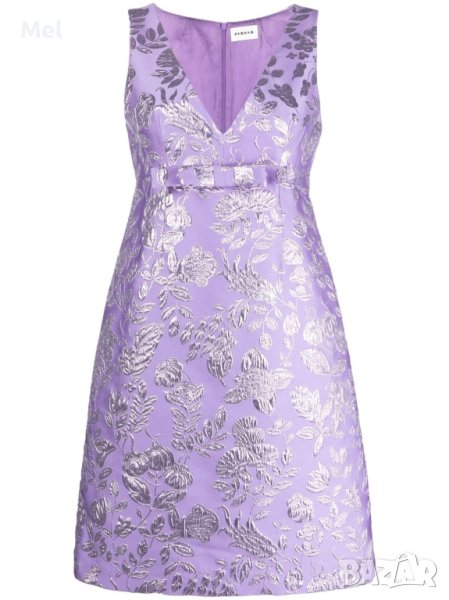 P.A.R.O.S.H. маркова лилава флорална металик-жакард рокля, НОВА, р-р М, 2023, снимка 1