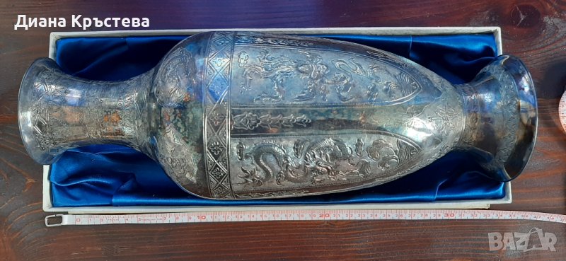 Посребрена медна ваза - много красива, снимка 1