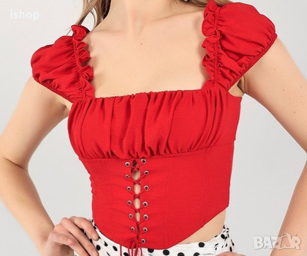 Дамски топ в червен цвят, снимка 1