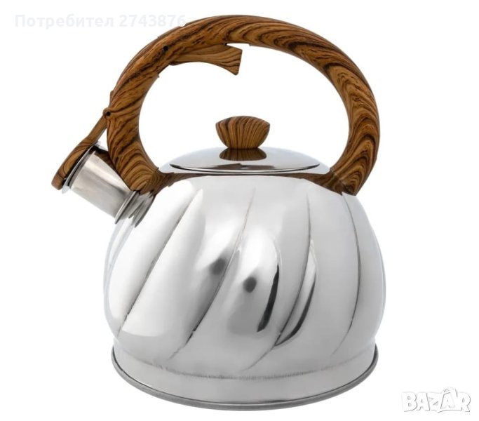 ЧАЙНИК СЪС СВИРКА,НЕРЪЖДАЕМА СТОМА,БАКЕЛИТНА ДРЪЖКА,ИНДУКЦИОННО ДЪНО,ВМЕСТИМОСТ 2Л., снимка 1