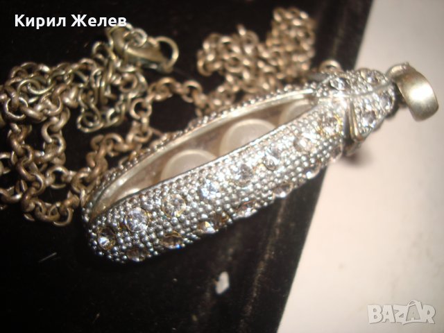 СРЕБРИСТО ОРИГИНАЛНО АРТ КОЛИЕ МЕДАЛЬОН с ВГРАДЕНИ ПЕРЛИЧКИ и КРИСТАЛИ 16565, снимка 10 - Колиета, медальони, синджири - 30711712