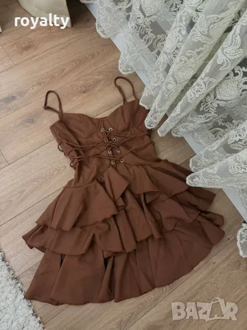 Кафява дамска рокля , снимка 3 - Рокли - 49583329