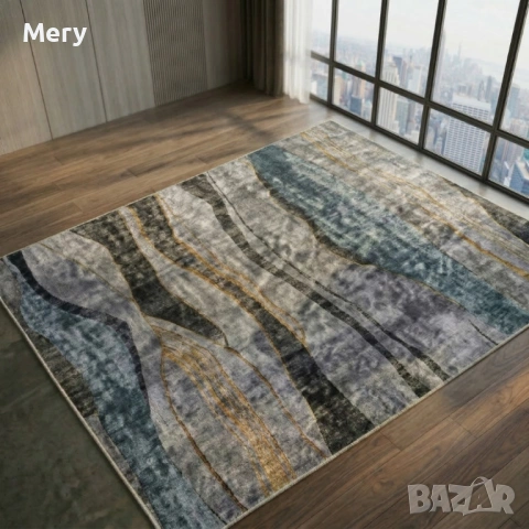 Модерен килим за хол 120х160см - 3D ефект, Противоплъзгащ, снимка 3 - Килими - 53922514