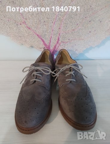 Велурени Оксфорд дамски обувки – сиви, с връзки, № 40 , снимка 2 - Дамски ежедневни обувки - 34346062