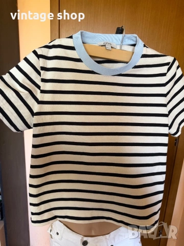 Тениска тип crop top Cos райе, снимка 6 - Тениски - 54244448