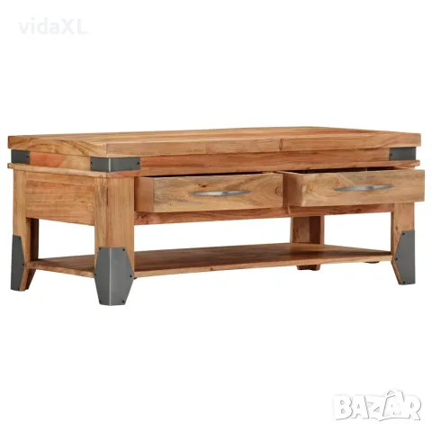 vidaXL Маса за кафе, 110x52x45 см, акациево дърво масив, снимка 3 - Маси - 56146508