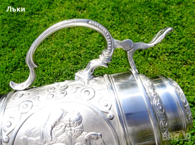 Халба от калай 1.5 л., 1.3 кг.,лов,покер. , снимка 8 - Антикварни и старинни предмети - 50235813