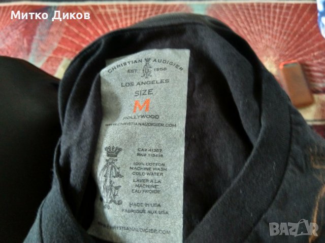 Кристиан Аудигер женска тениска маде ин САЩ 100% памук размер М, снимка 5 - Тениски - 37066996