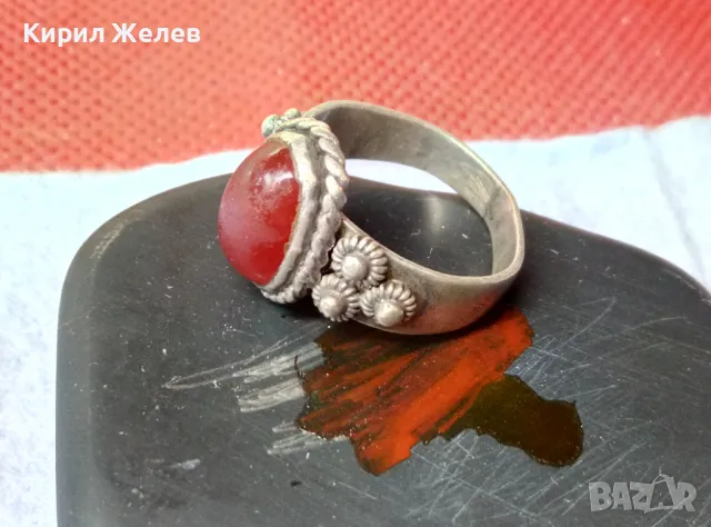 Старинен СКЪПОЦЕНЕН ОСМАНСКИ СРЕБЪРЕН ПРЪСТЕН СРЕБРО ВИСОКА ПРОБА с РЪЧНО ШЛИФОВАН КАРНЕОЛ 47482, снимка 5 - Антикварни и старинни предмети - 49273024