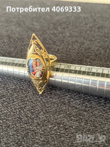 Златен пръстен с Богородица 7.87гр 14к, снимка 2 - Пръстени - 49107961