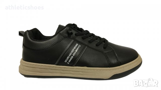 Мъжки кожени гуменки в черно-2202